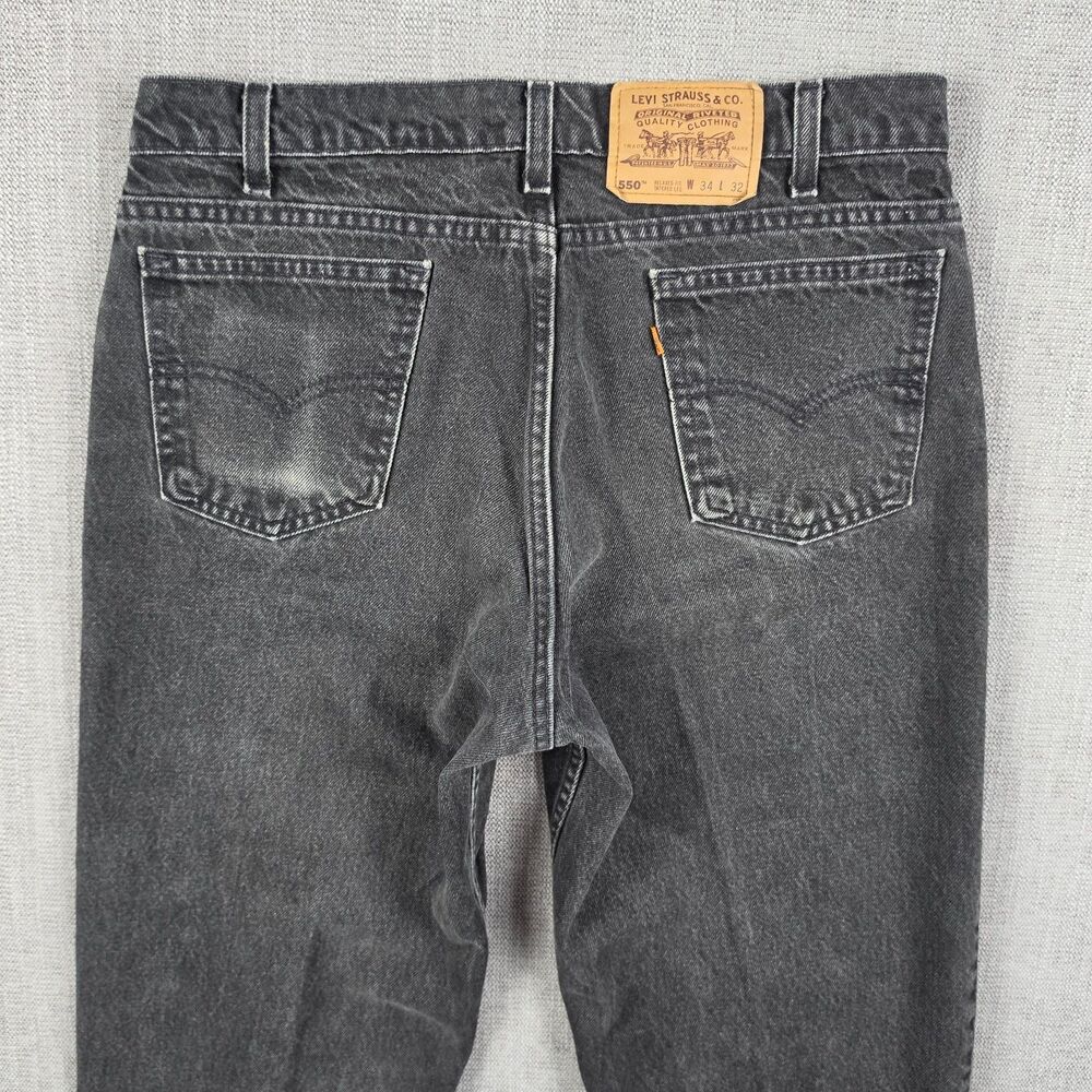 Vintage Levis 550 Orange Tab Black Jeans Mens 34x32 Made in USA Relaxed Tapered - Picture 9 of 15